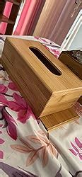 HOKIPO Bamboo Wooden Tissue Paper Holder Box, Rectangular, 22.5 x 11.5 ...