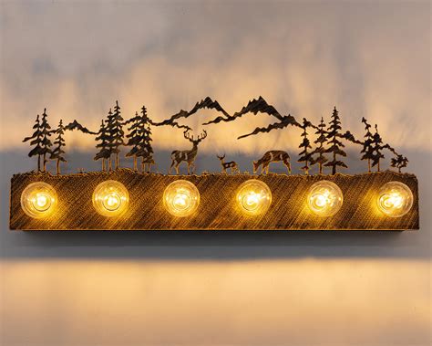 Wildlife Bathroom Lights Rustic Vanity Light Fixtures For The Bathroom