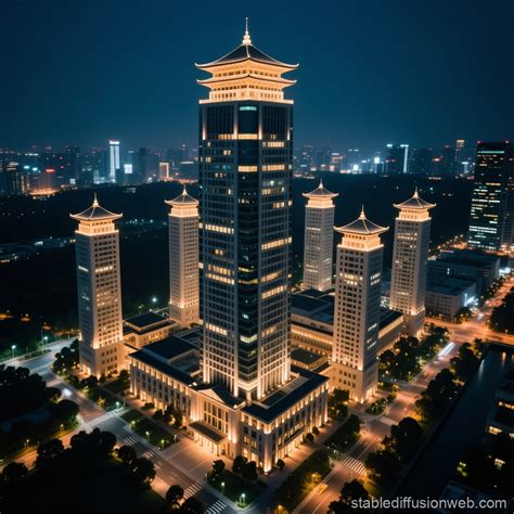 Amazing 50-Floor Building with 8 Towers | Stable Diffusion Online