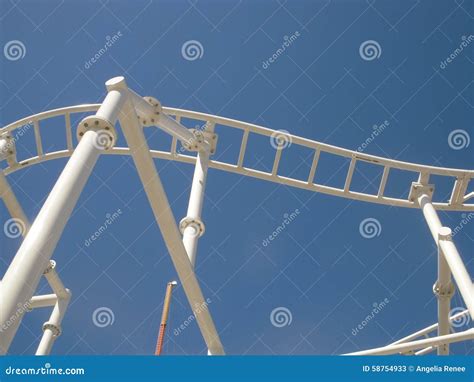 Roller Coaster Amusement Ride Tracks with Blue Sky Stock Image - Image ...