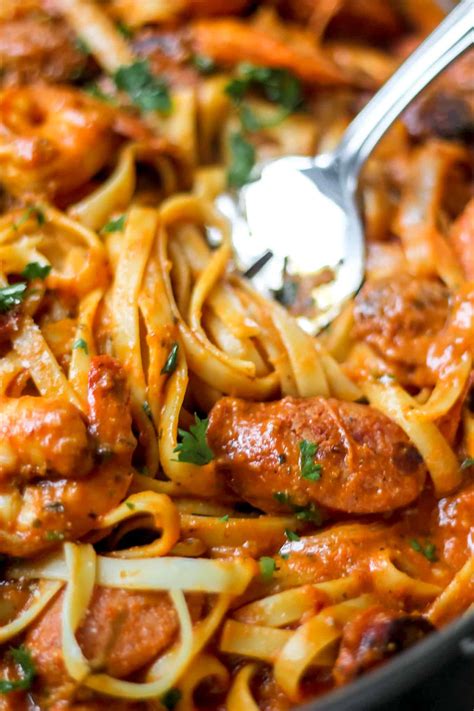 One Pot Creamy Cajun Shrimp Pasta with Sausage - The Seasoned Skillet