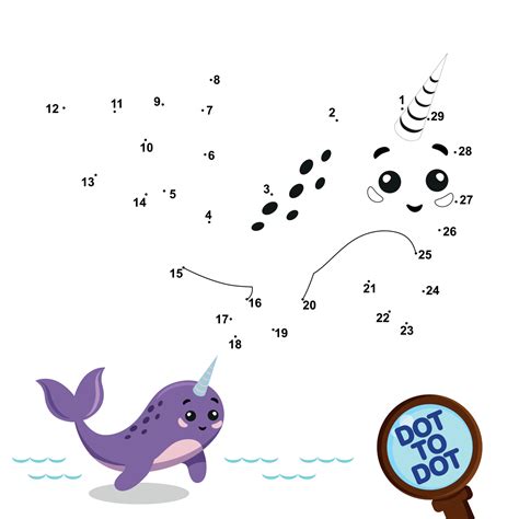 Narwhal. Dot By Dot Mini Game For Kids. Educational, Smart Cards For ...