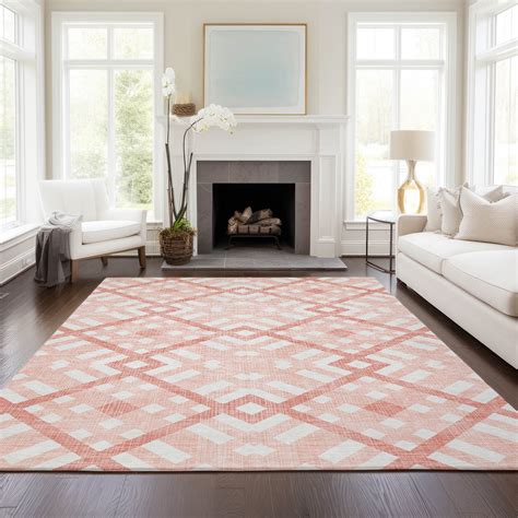 Addison Rugs Chantille Indoor/Outdoor Transitional Geometric Salmon ...