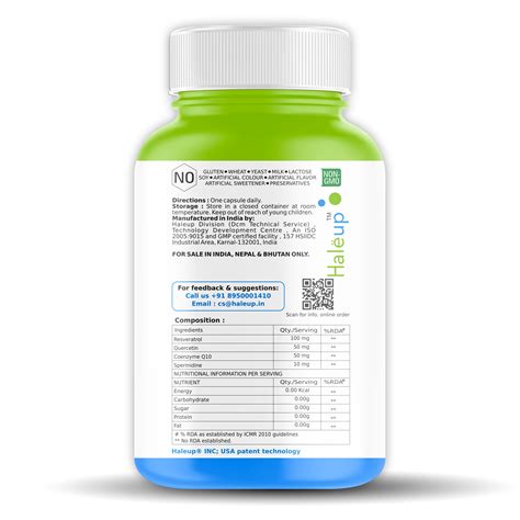 99% Pure Spermidine 30 mg Trihydrochloride with Resveratrol Capsules f ...