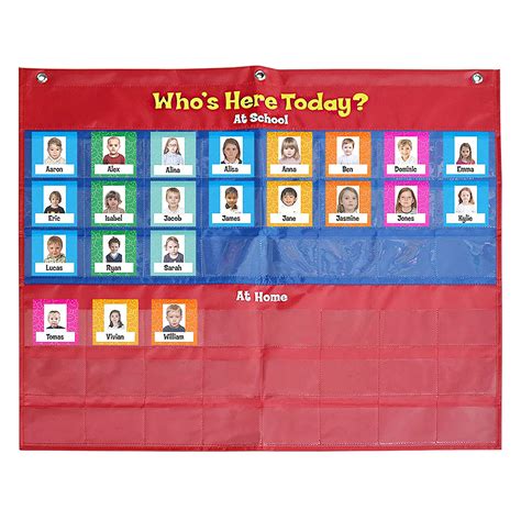 Buy Classroom Resources School Classroom Attendance Pocket Chart with ...