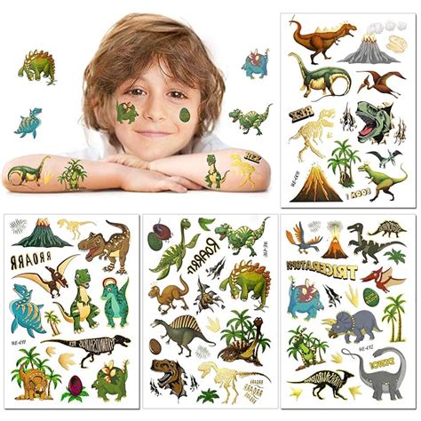 Buy Konsait Glitter Tattoos Dinosaur Temporary Tattoos for Kids, 56pcs ...