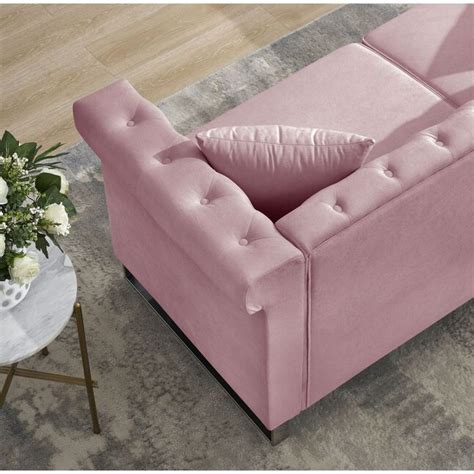 JASMODER 27.95-in Modern Pink Chenille Sofa in the Couches, Sofas ...