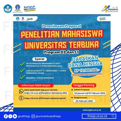 Penerimaan Proposal Penelitian Mahasiswa UT Tahun 2025 LPPM Universitas ...