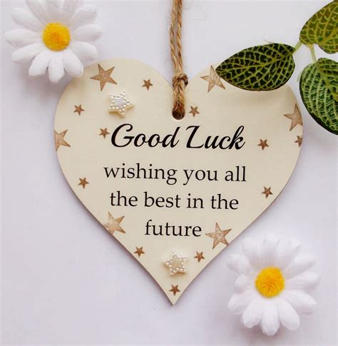 Good Luck Wishing You All the Best Neutral Stars Wooden Gift Heart ...