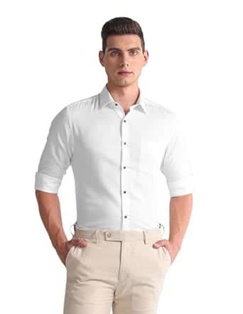Arrow Men's Structured Full Sleeve Slim Fit Cutaway Collar Cotton ...
