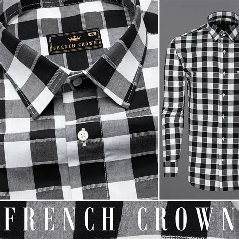 Jade Black and White Formal/Casual Checks-Plaid Premium Cotton Shirt ...