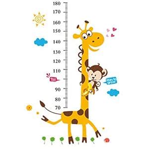 C2K Giraffe Monkey Removable PVC Wall Decal Sticker Kids Height ...