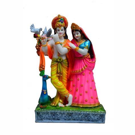 Buy eCraftIndia Colorful Statue of Radha-Krishna with Cow Polyresin ...