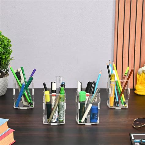 giftkyade - GKD Desk Organizer 2 Piece acrylic Pen Holder for table ...