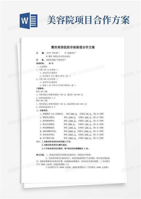 整形美容医院市场渠道合作方案word模板免费下载_编号vd6apwnr7_图精灵