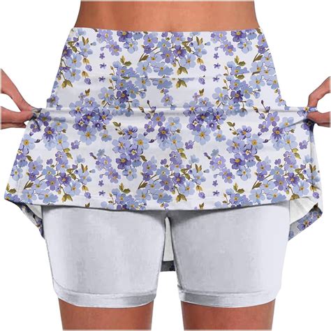 Aueoeo Womens Skorts Plus Size Skorts for Ladies Floral Printed High ...