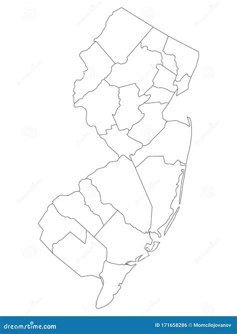 Counties Map of US State of New Jersey Stock Vector - Illustration of ...