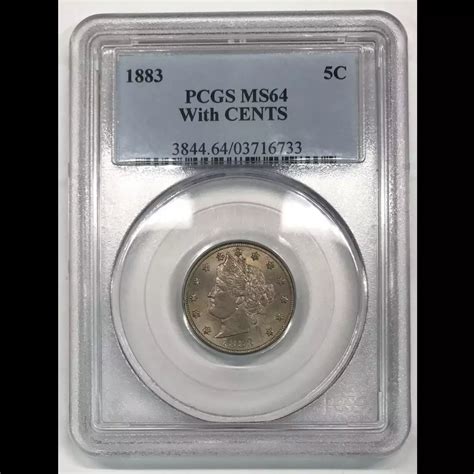 1883 Liberty Head V Nickel PCGS MS-64 With CENTS - Old Pueblo Coin