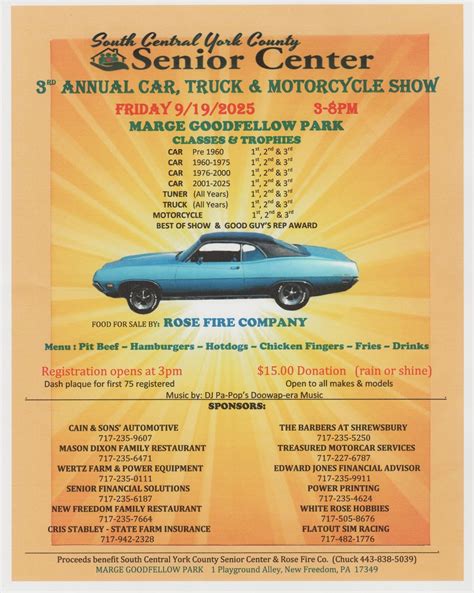 SOUTH CENTRAL YORK COUNTY SENIOR CENTER, 3rd Annual Car,Truck ...