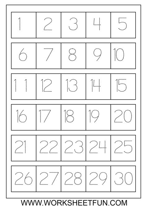 Printable Numbers 1 20 Tracing