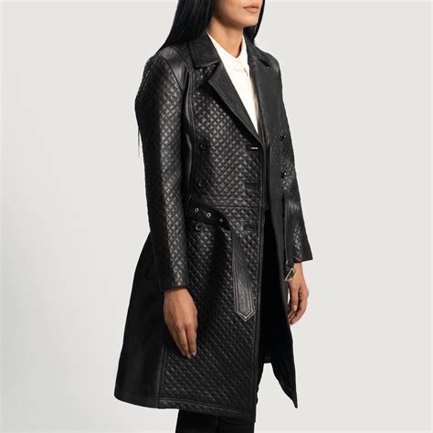 Siena Black Leather Trench Coat for Women - SaltCo Leather