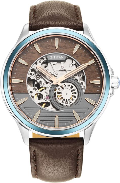 Titan Automatics Grey Dial Automatic Leather Strap Analog Watch for Men ...