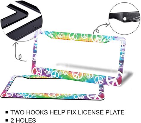 Buy HOSNYE White Peace Sign License Plate Frame Tie Dye Hippie Rainbow ...
