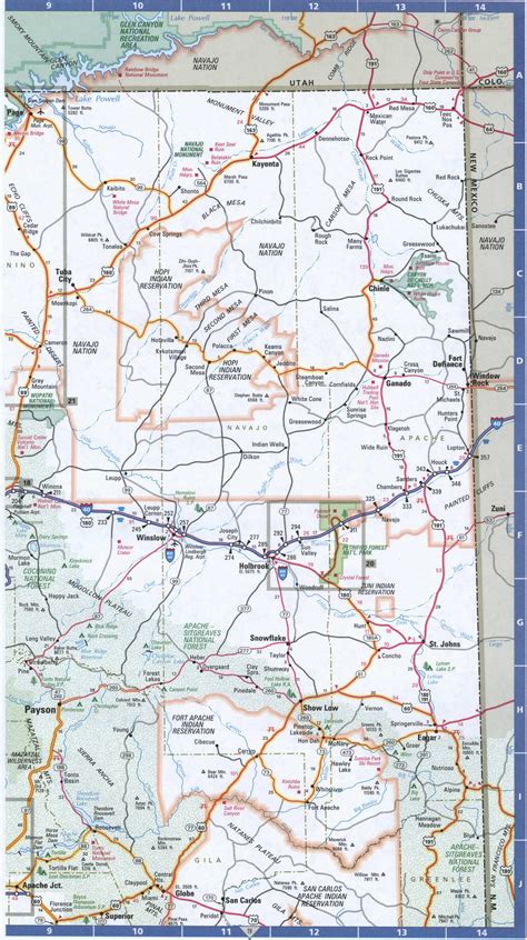 Map of Arizona Northern, Free highway road map AZ with cities towns ...