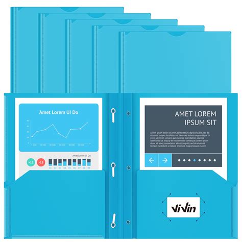 ViVin Durable Poly 10-Pack Pocket Folders with Clear Front, 3 Hole ...