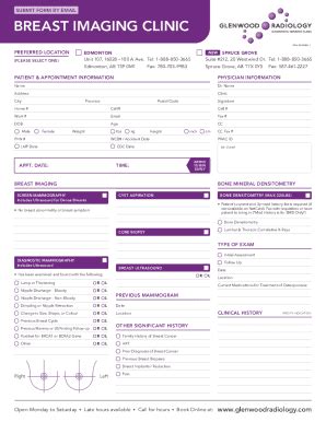 Fillable Online Glenwood Radiology Breast Imaging Clinic Requisition ...