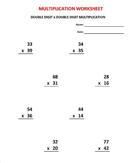 Free Double Digit Multiplication Worksheets - prntbl ...
