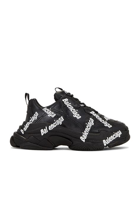 Balenciaga Triple S Logotype Sneaker in Black & White | FWRD