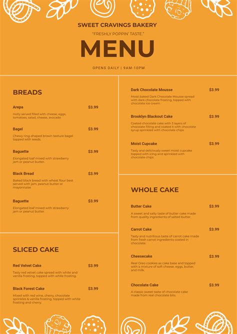 Bakery Menu Design 的图像结果