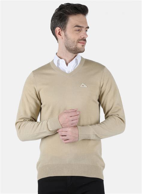 Buy Men Beige Solid Pullover Online in India - Monte Carlo