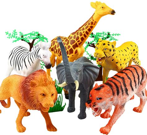 Buy 8 Inch Jumbo Jungle Animal Toy Set,Animal Figure,Realistic Wild ...