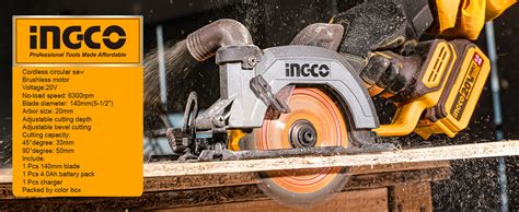 INGCO Cordless Circular Saw, With Battery & Charger, Brushless Motor ...