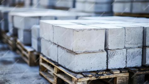 Stacked concrete blocks on pallet | Premium AI-generated image