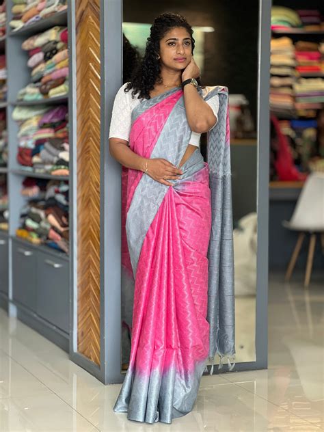 Kantha Weaving Pattern Zig Zag Design Bhagalpuri Linen Saree | NHH189 ...