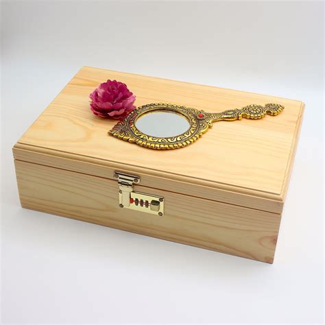 Natural Solid Wood Number Lock Multi Level 4+1 Family Jewellery Organi ...