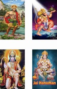 God Hanuman Ji Combo Poster Set of 4 Posters With Gloss Lamination M15 ...
