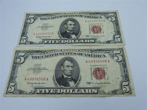 Lot # 194 2 Red Seal $5.00 Bills - Florida’s Online Auctions