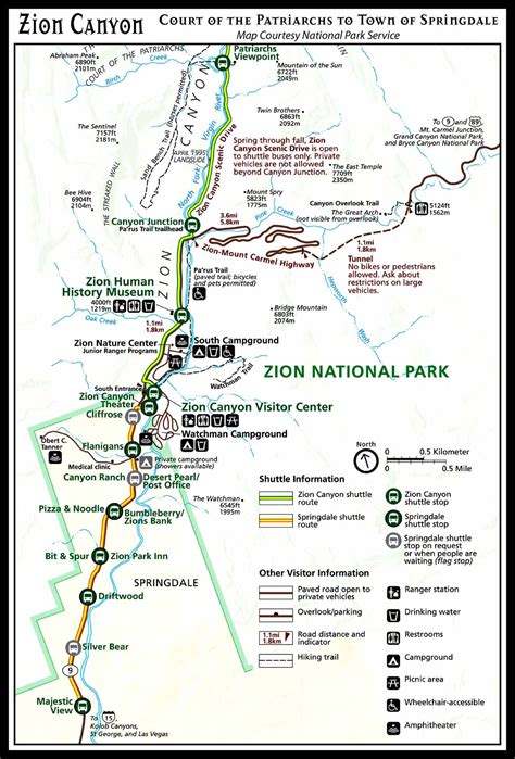 Zion National Park Entrances Map