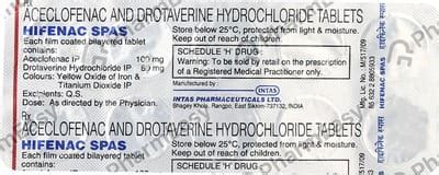 Hifenac Spas Strip Of 10 Tablets: Uses, Side Effects, Price & Dosage ...
