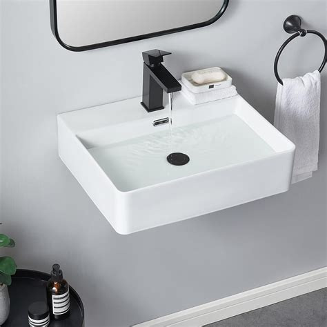 SHACO Wall Mount Sink for Small Bathroom, 20x16 Inch Wall Mounted ...