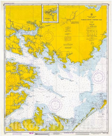Historic Nautical Map - Pamlico Sound, Western Part, 1974 NOAA Chart ...