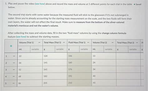 Solved: Play and pause the video (see how) above and record the mass ...