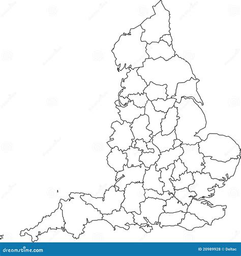 Blank Map Of England - Counties Stock Vector - Illustration: 20989928