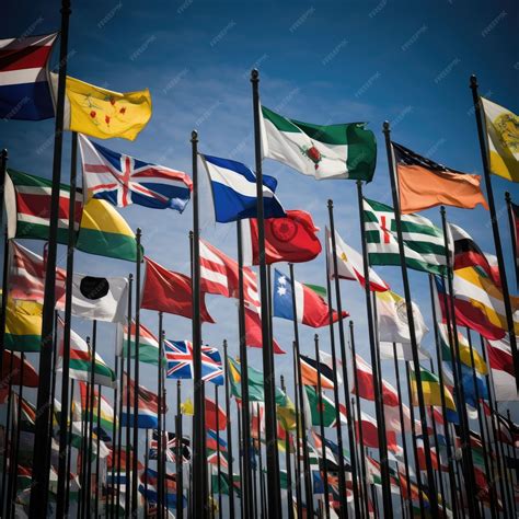 Premium AI Image | National flags line at the entrance to the UN