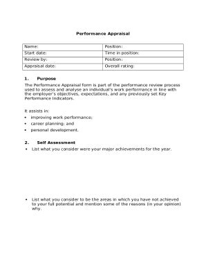Perance Appraisal Doc Template | pdfFiller