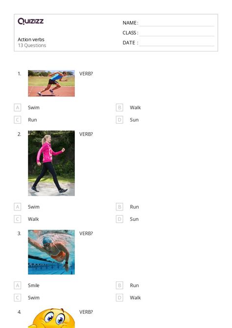 50+ Action Verbs worksheets for Kindergarten on Quizizz | Free & Printable